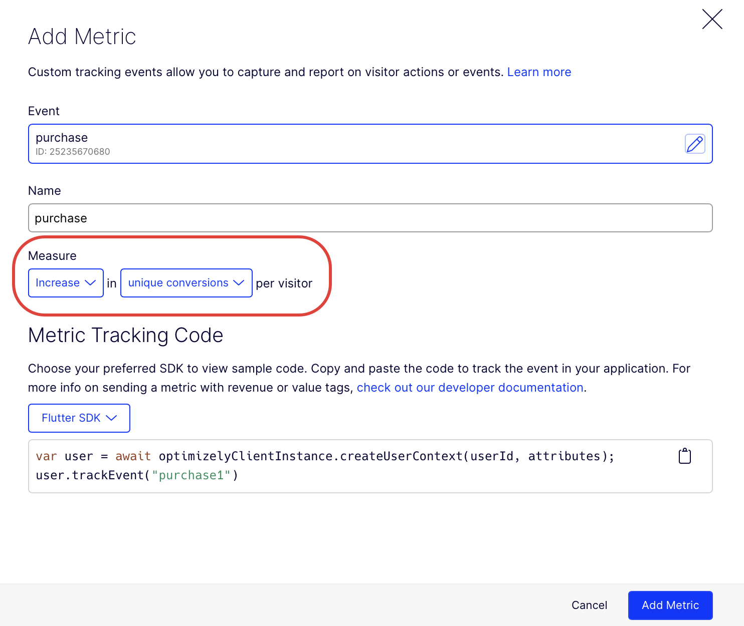 add metric that measures the increase in unique conversions