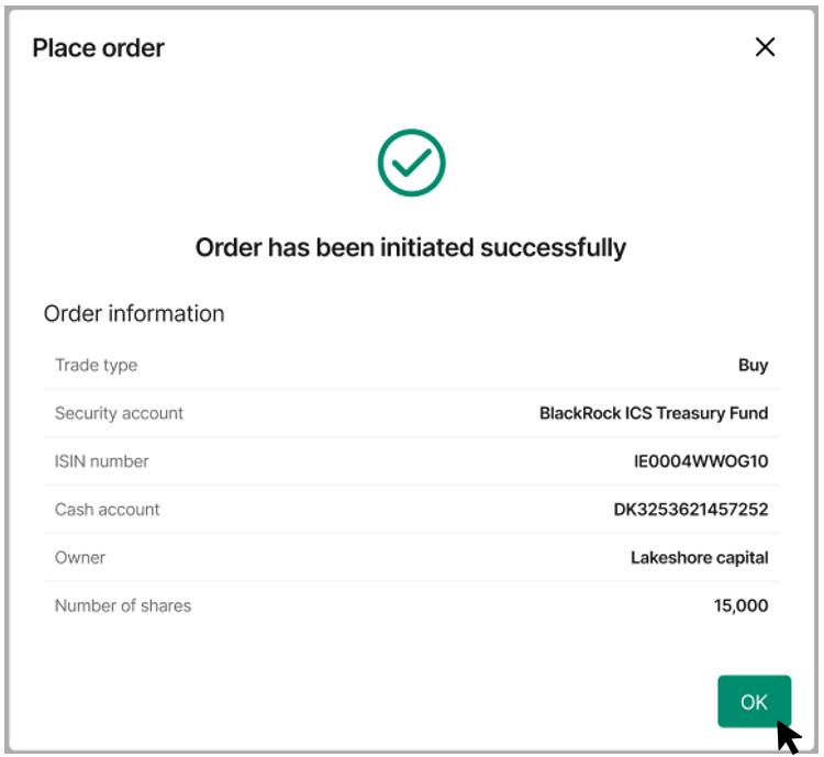 Success confirmation message