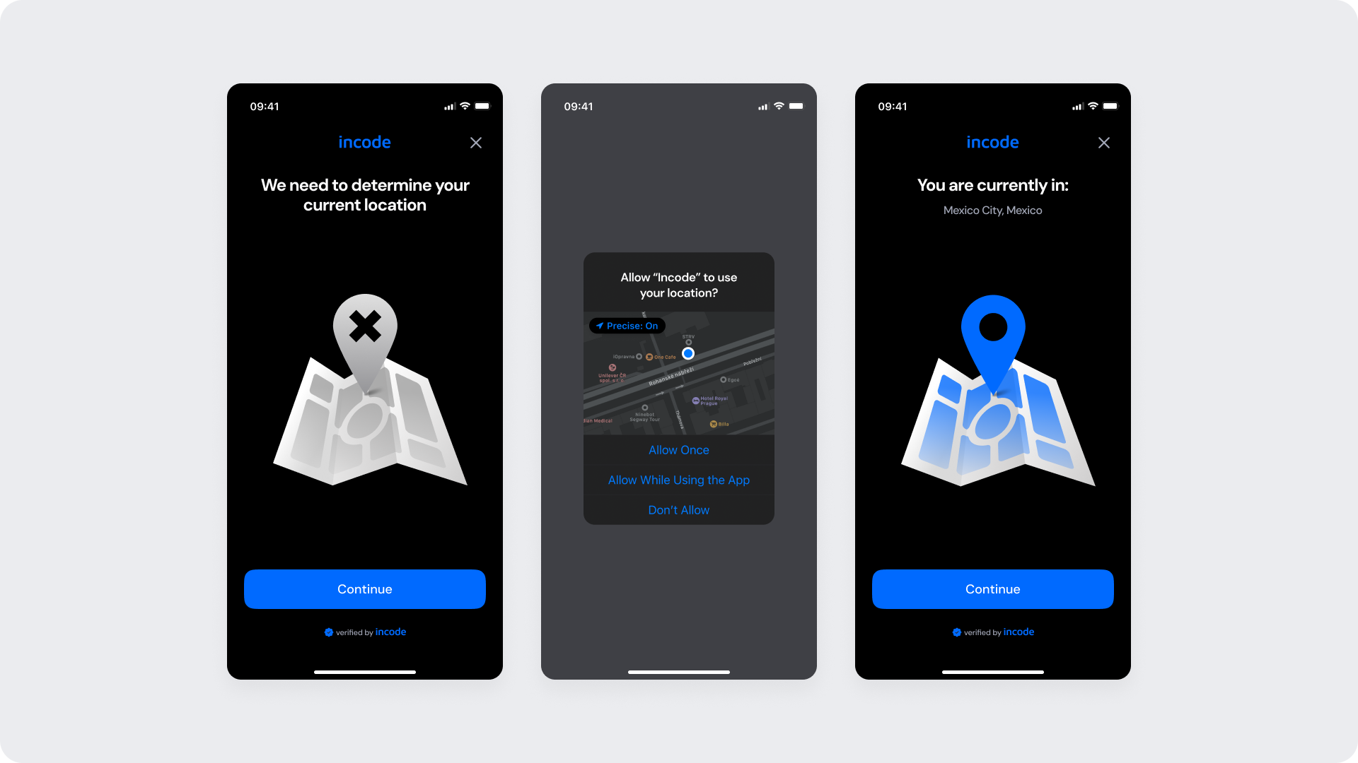 Geolocation module - Happy Path in Dark mode