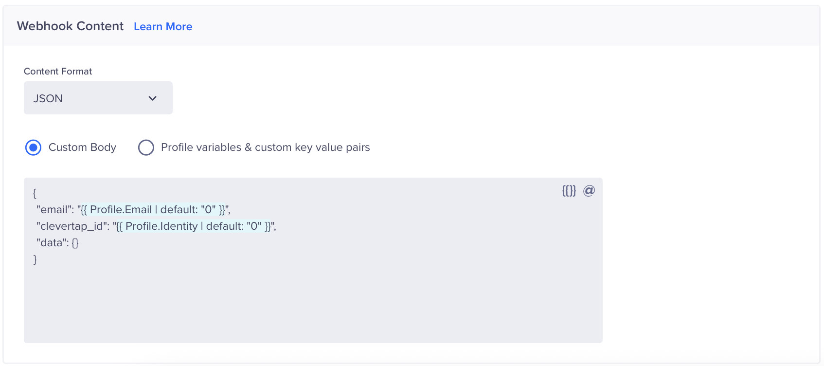 Liquid Tags in Webhook Body