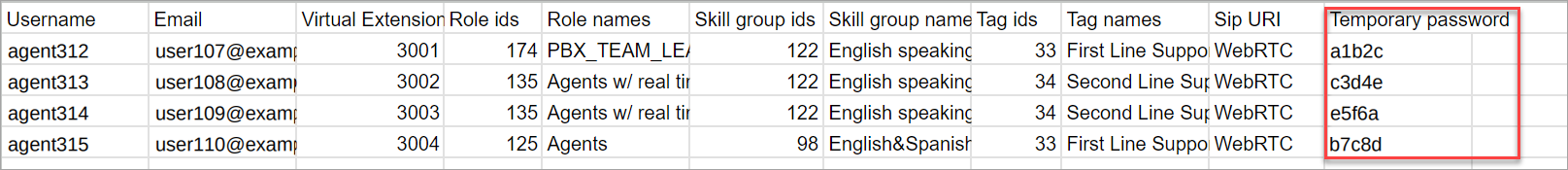 Screenshot of the success details in the result file