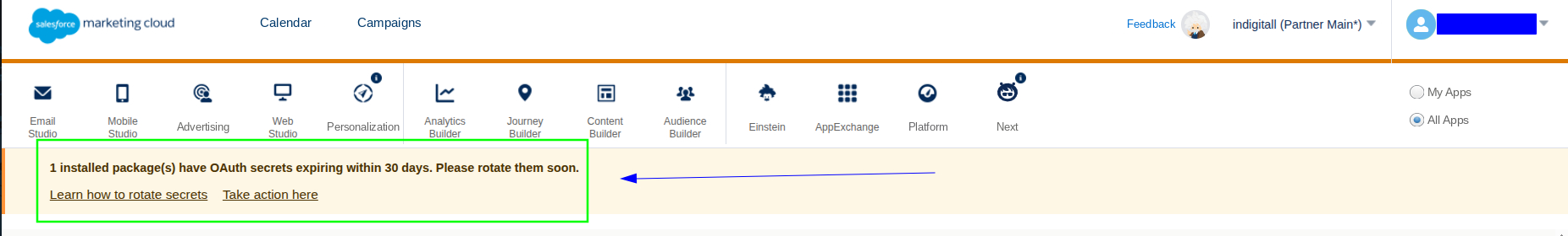 warning main page