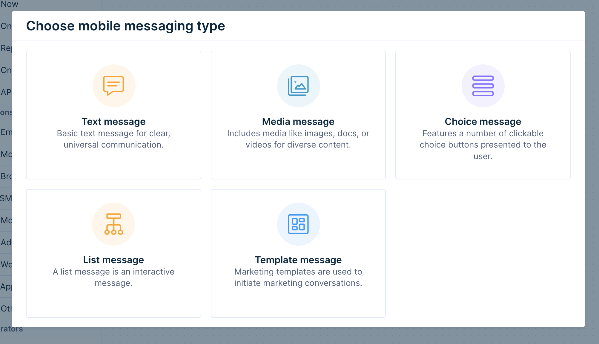 Each of these WhatsApp message types is described below in more detail