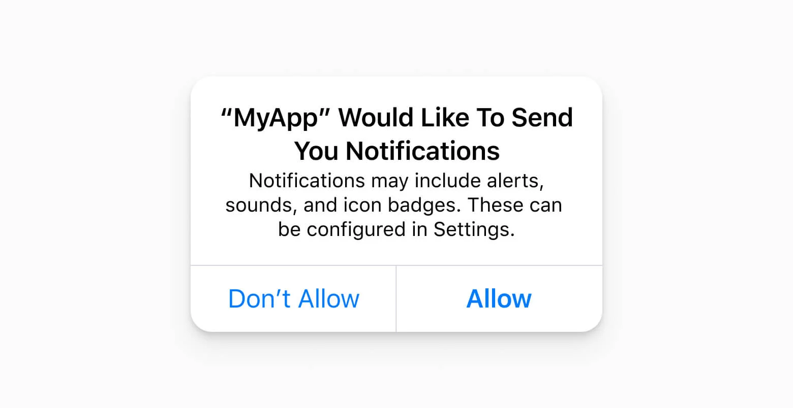 Example of the required permission prompt on iOS.