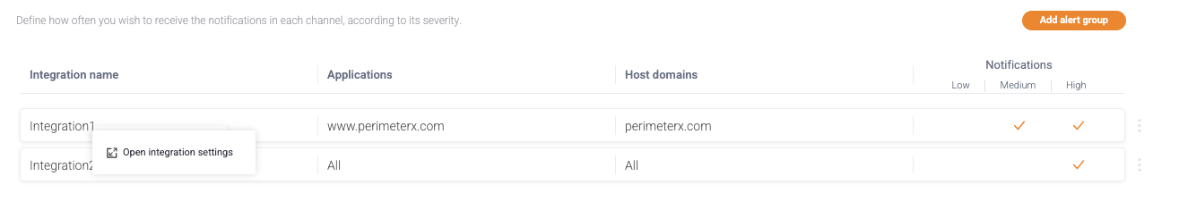 open integration settings