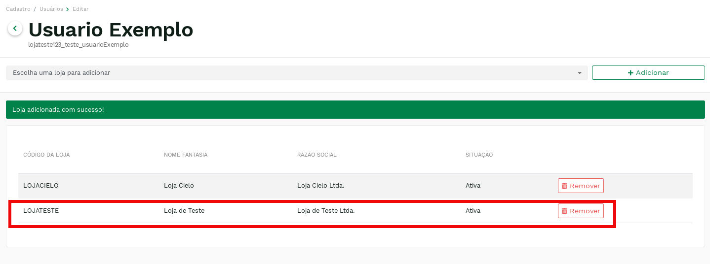 "Store added." -no-filter