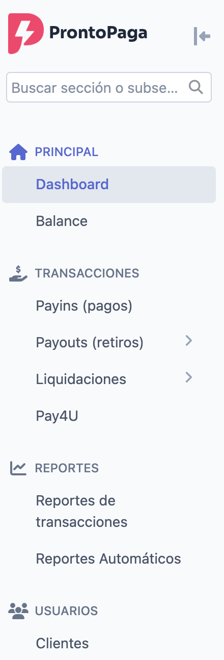 Vista del panel del Dashboard de usuario financiero