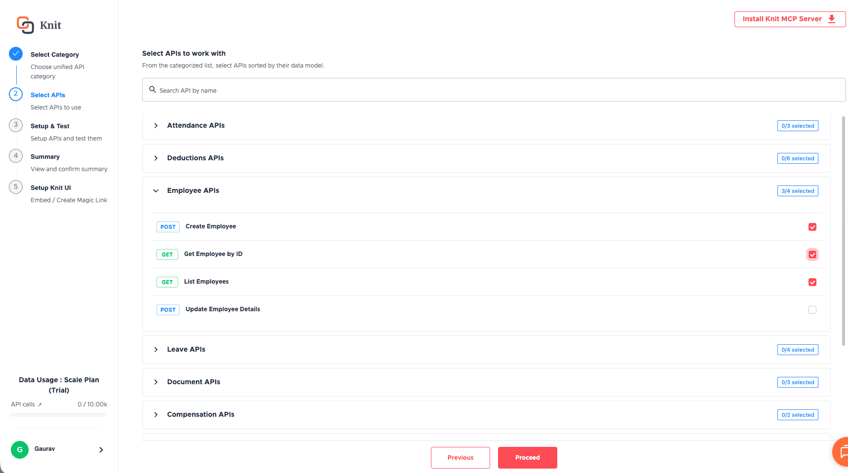 Select the Objects and APIs of interest