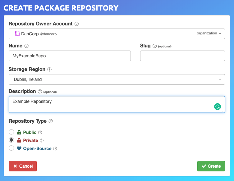 Create_Repo_Form_2.png Create Package Repository Form