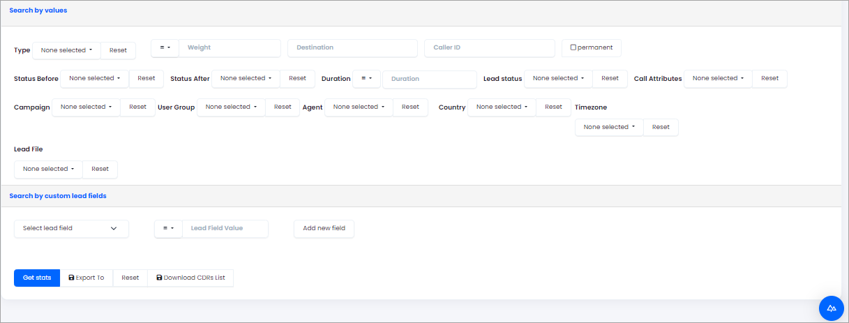 Screenshot of setting custom lead fields in the Call Analytics report