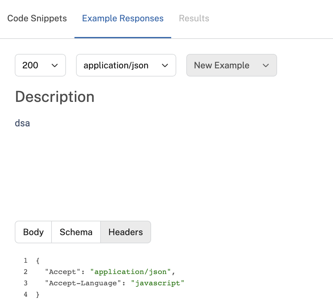 The Example Responses tab.