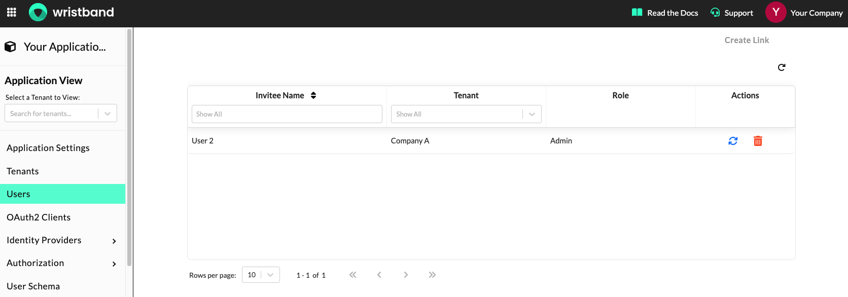 Invite links table.