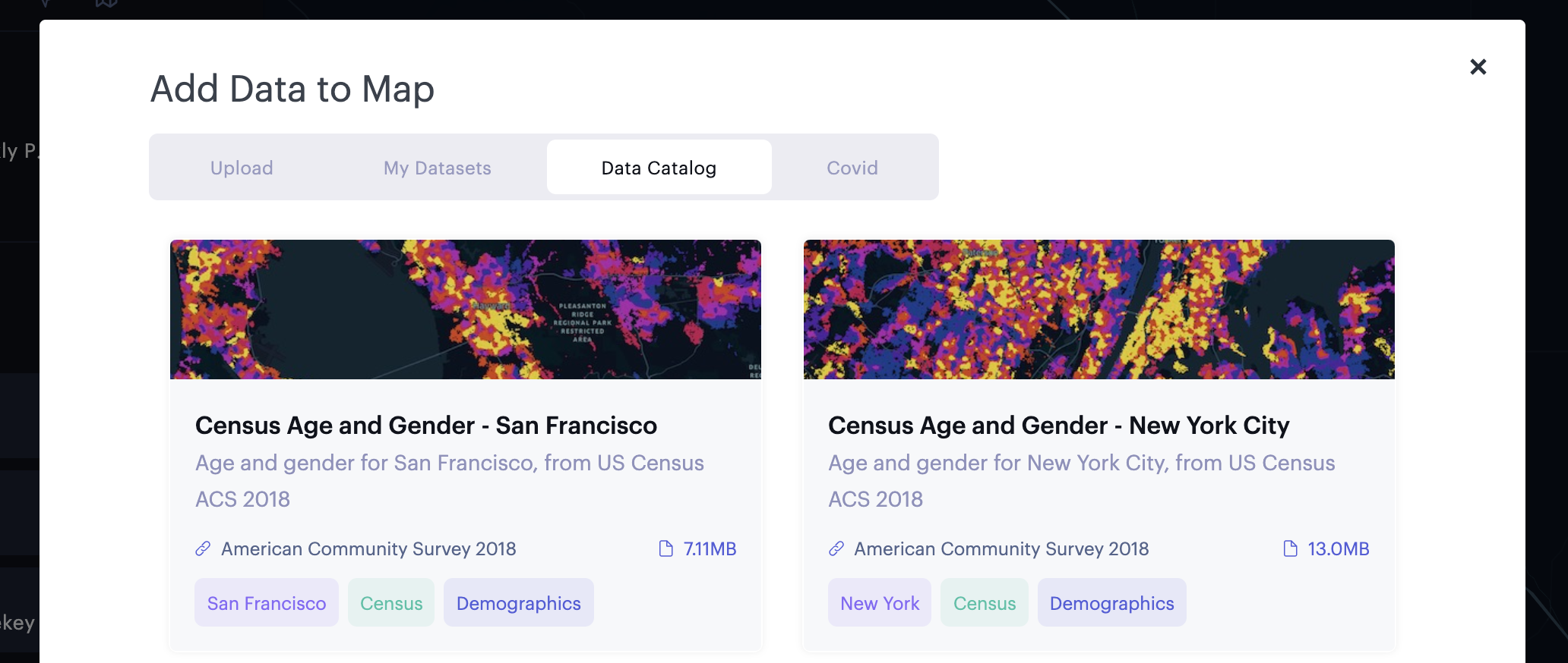 The Studio Data Catalog includes a number of H3-equipped datasets.