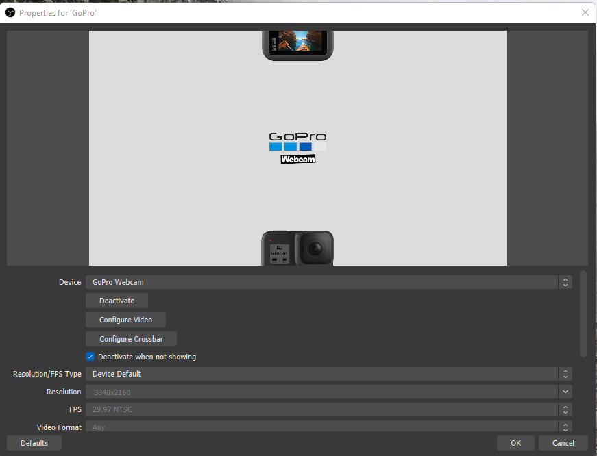 gopro stream to obs