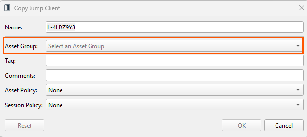 Image of the Copy Jump Client page.