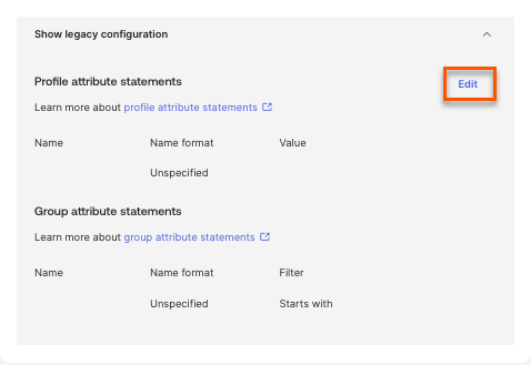 Show legacy configuration section