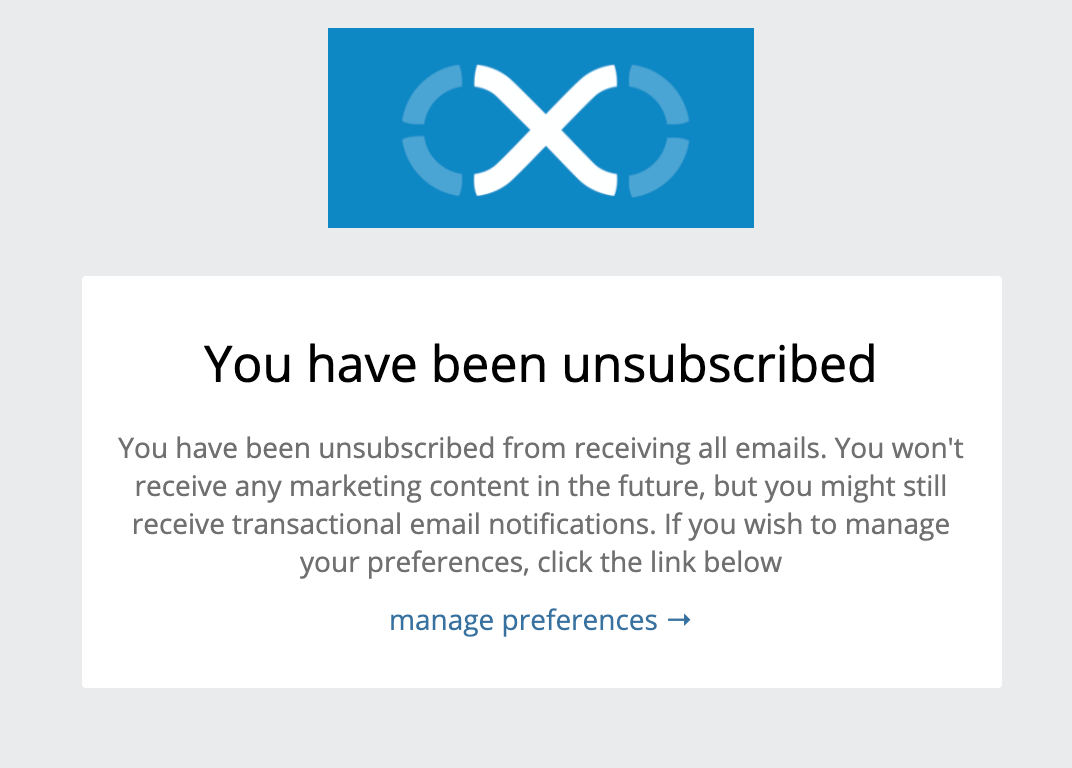 Unsubscribe page.