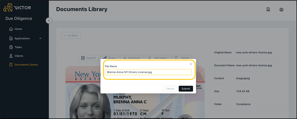 Figure 20. File Name Modal Name Changed