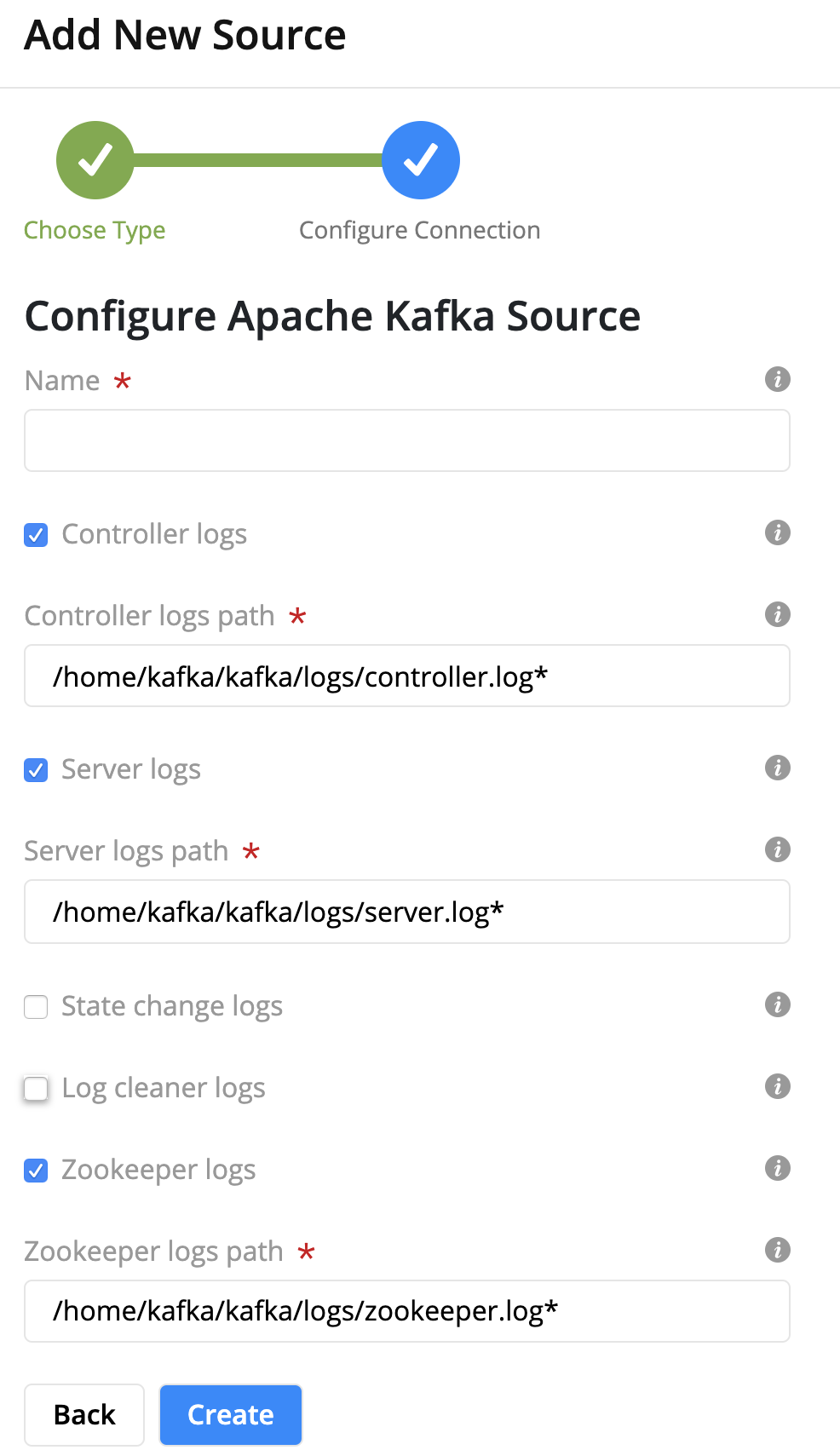Apache Kafka Log Configuration Form