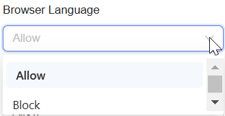 Select Allow or Block option for Browser Language