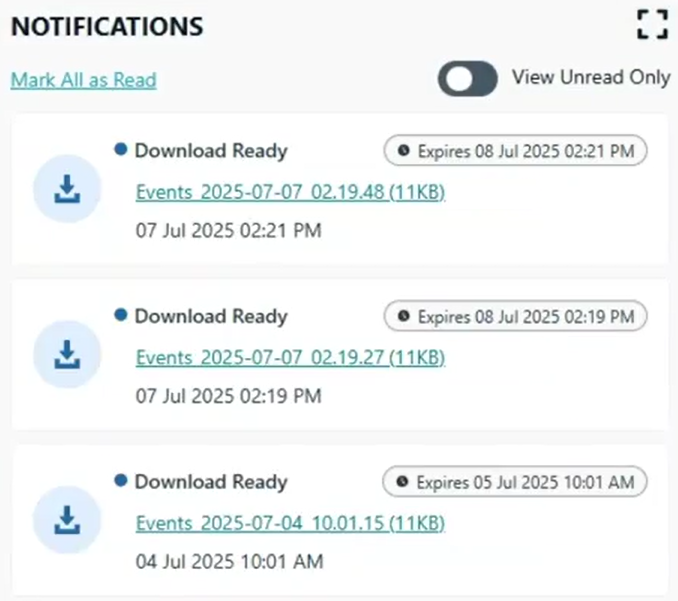 Notifications panel in EPM for Windows and Mac