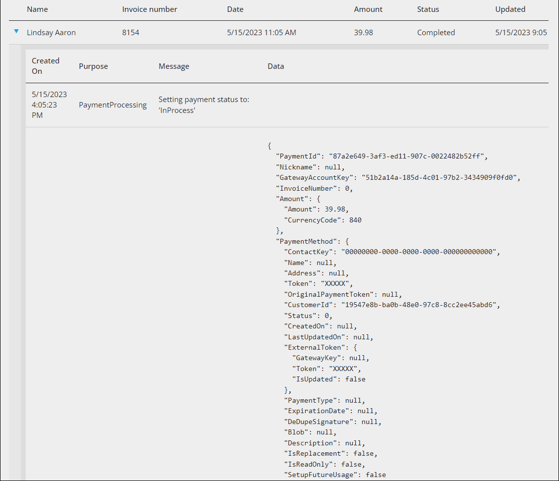 Reviewing the details of a pay central transaction
