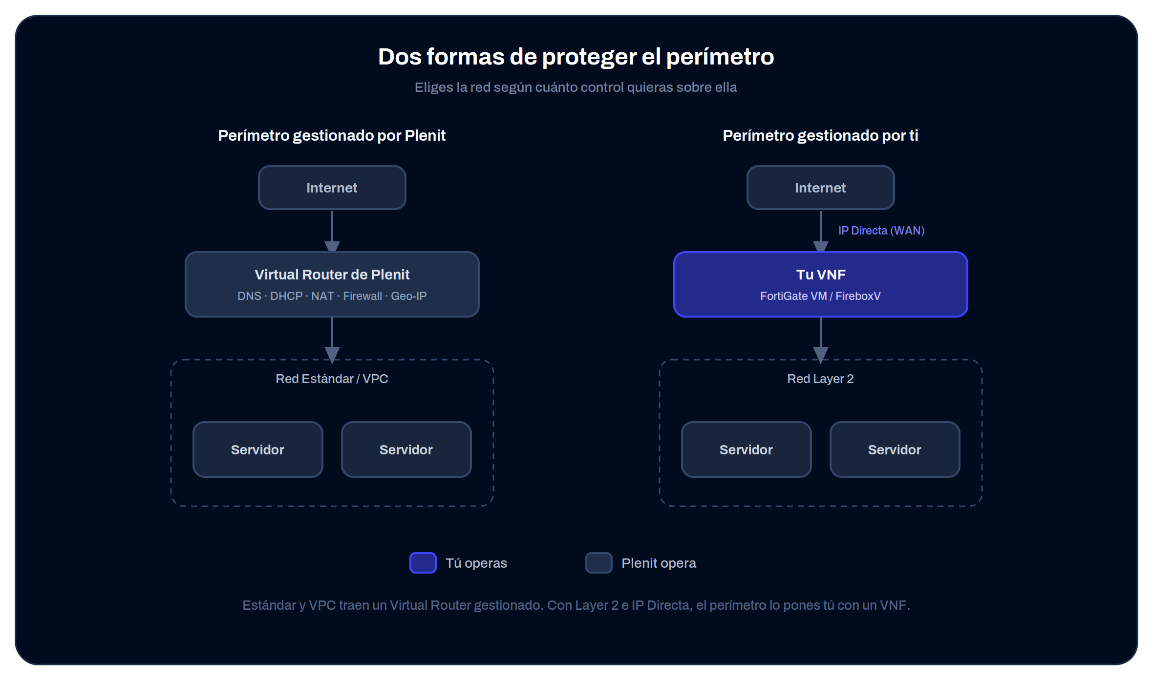 Dos formas de proteger el perímetro: nuestro Virtual Router o tu propio VNF
