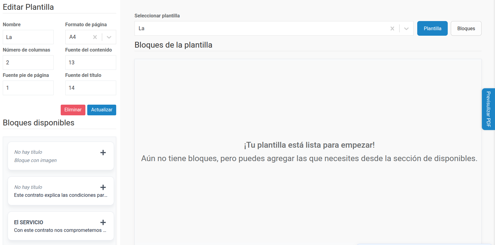 Creación de una nueva plantilla