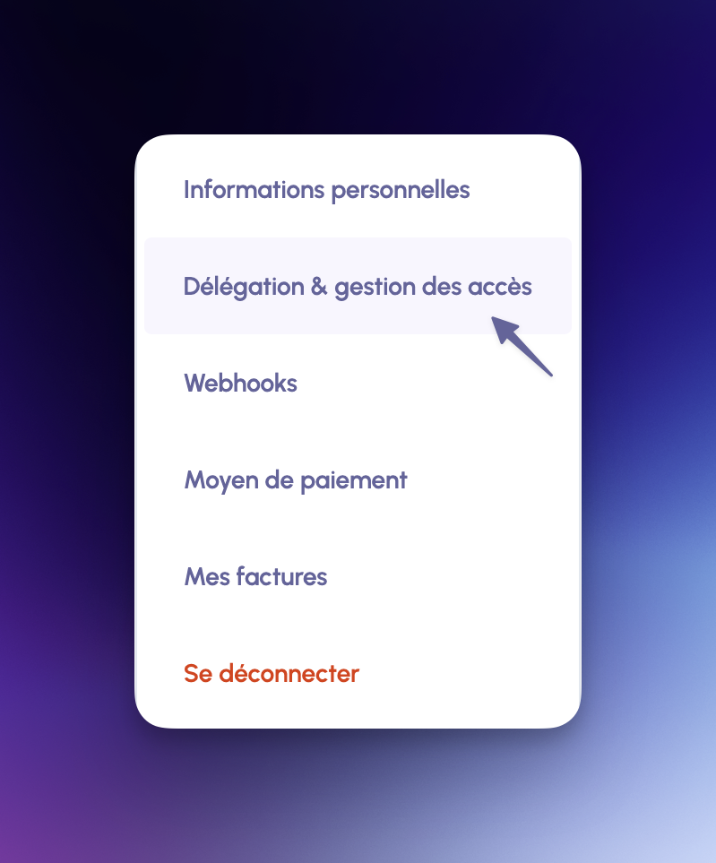 Access delegation settings