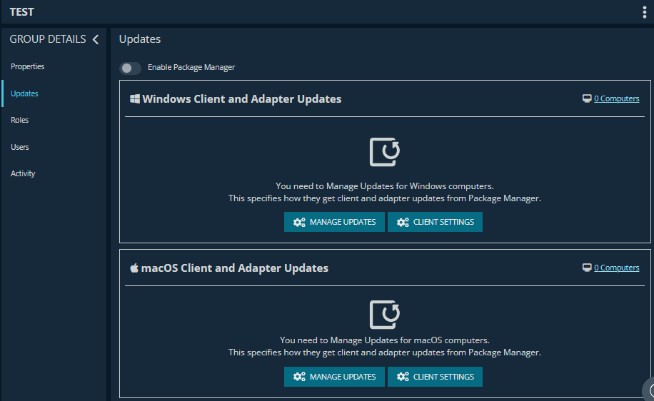 Updates tab in Computer Group details