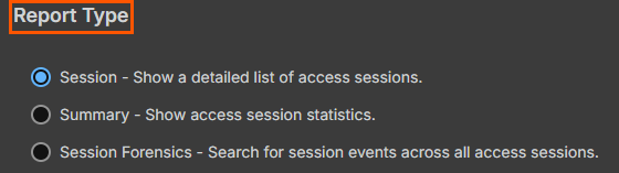 Image of the 3 report type options.
