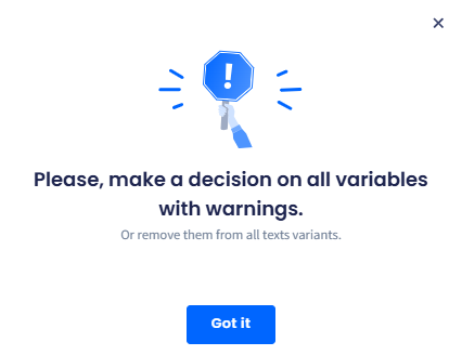 Screenshot with the warning pop-up window