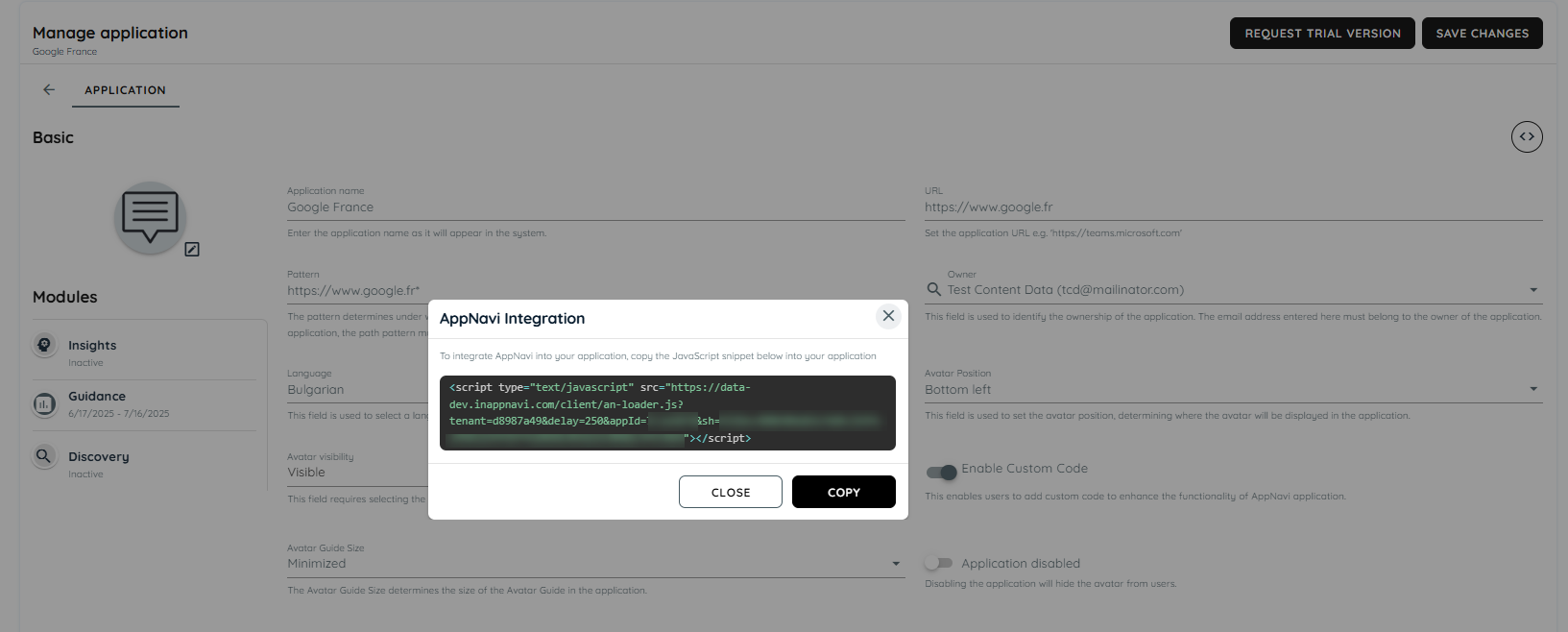 AppNavi Integration