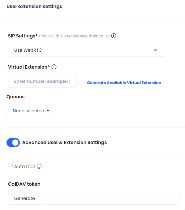 Screenshot of the extension settings of the user