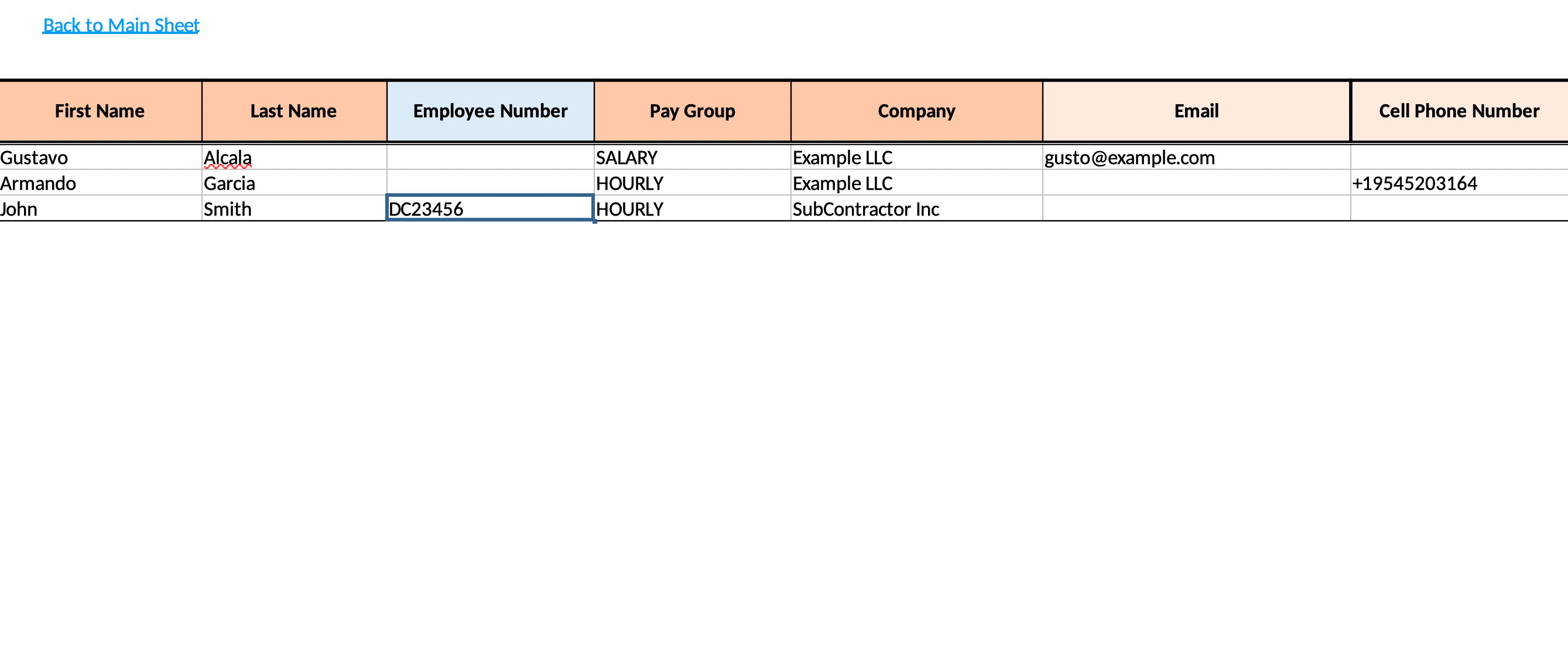 Template with placeholder data