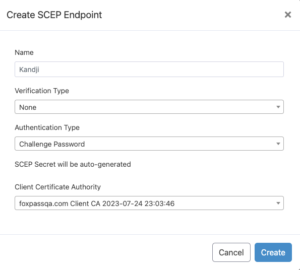 Create a SCEP endpoint if it doesn't exists