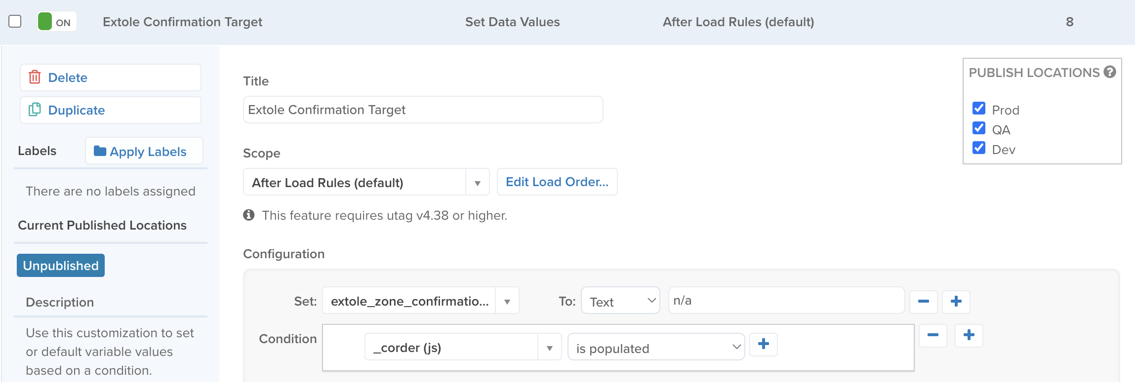 Setting up an Extension for the Confirmation Zone in Tealium