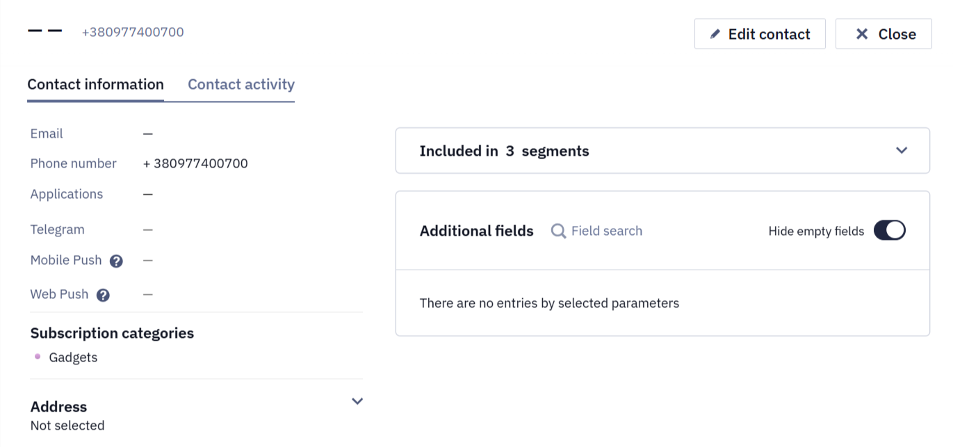 Opening a contact profile by clicking a blank space in the contact row