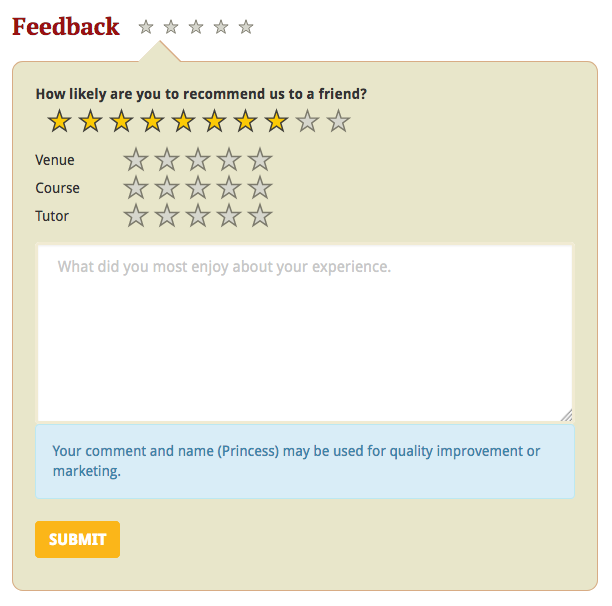 Figure 205. What the student sees if they provide a high Net Promoter Score