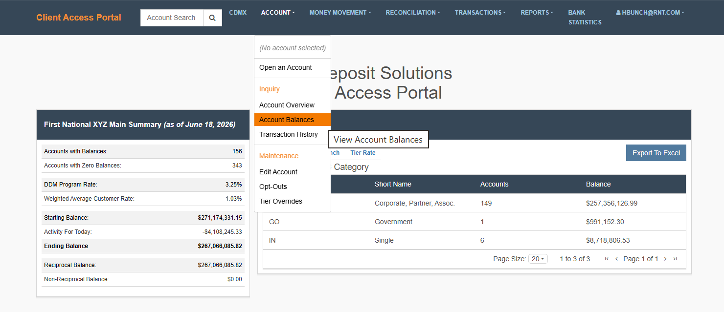 Select Account Balances from Account menu