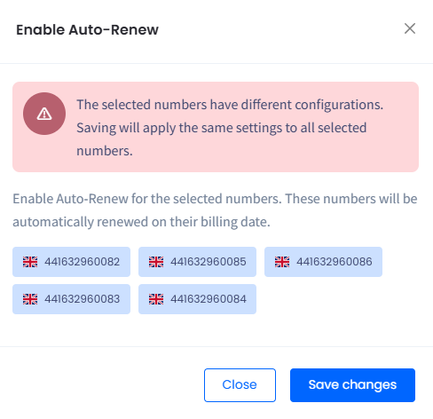 Screenshot of the warning message