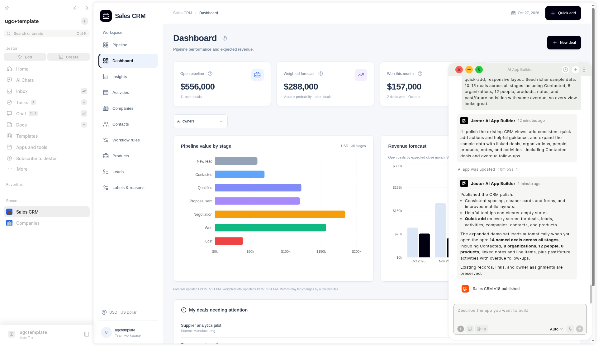 Screenshot dashboard