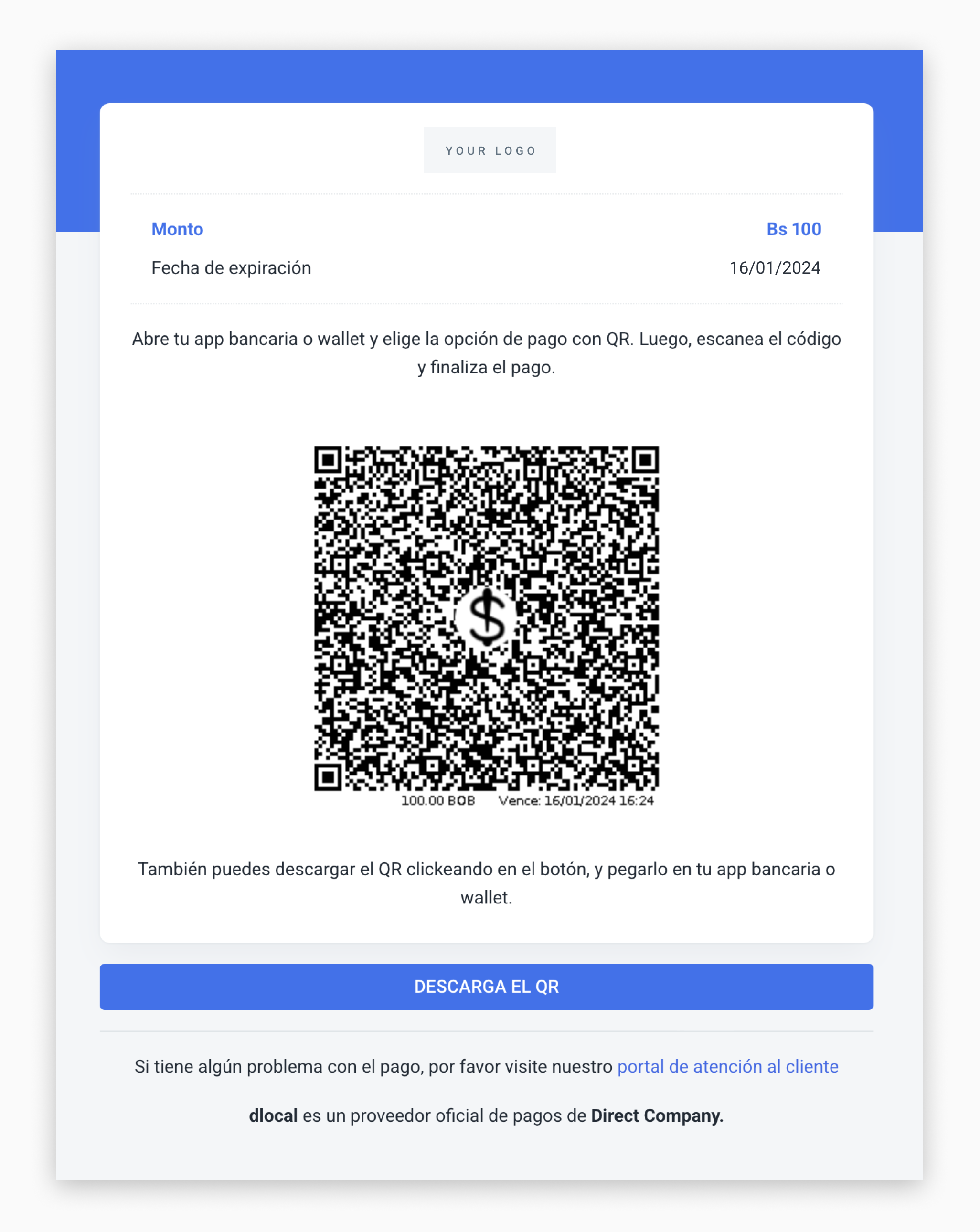 ATC QR UI built with the information in the example above.