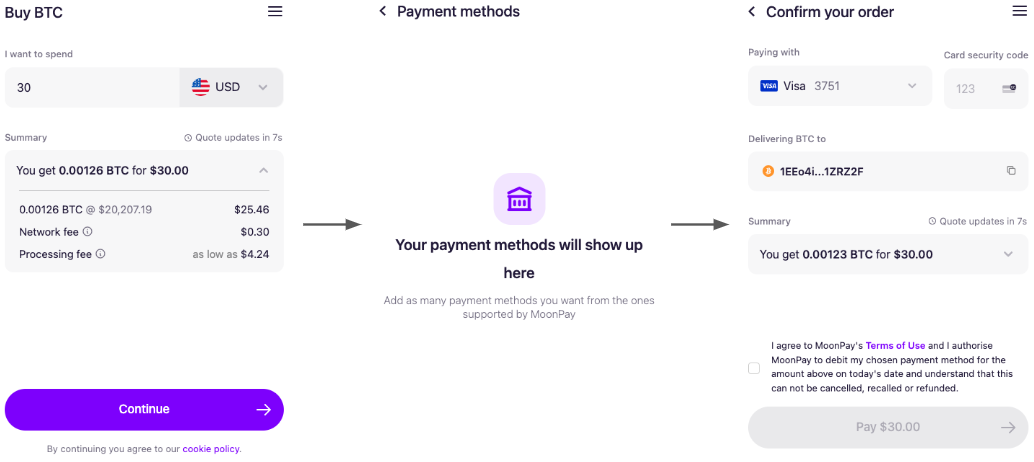 Moonpay On-Ramp Widget