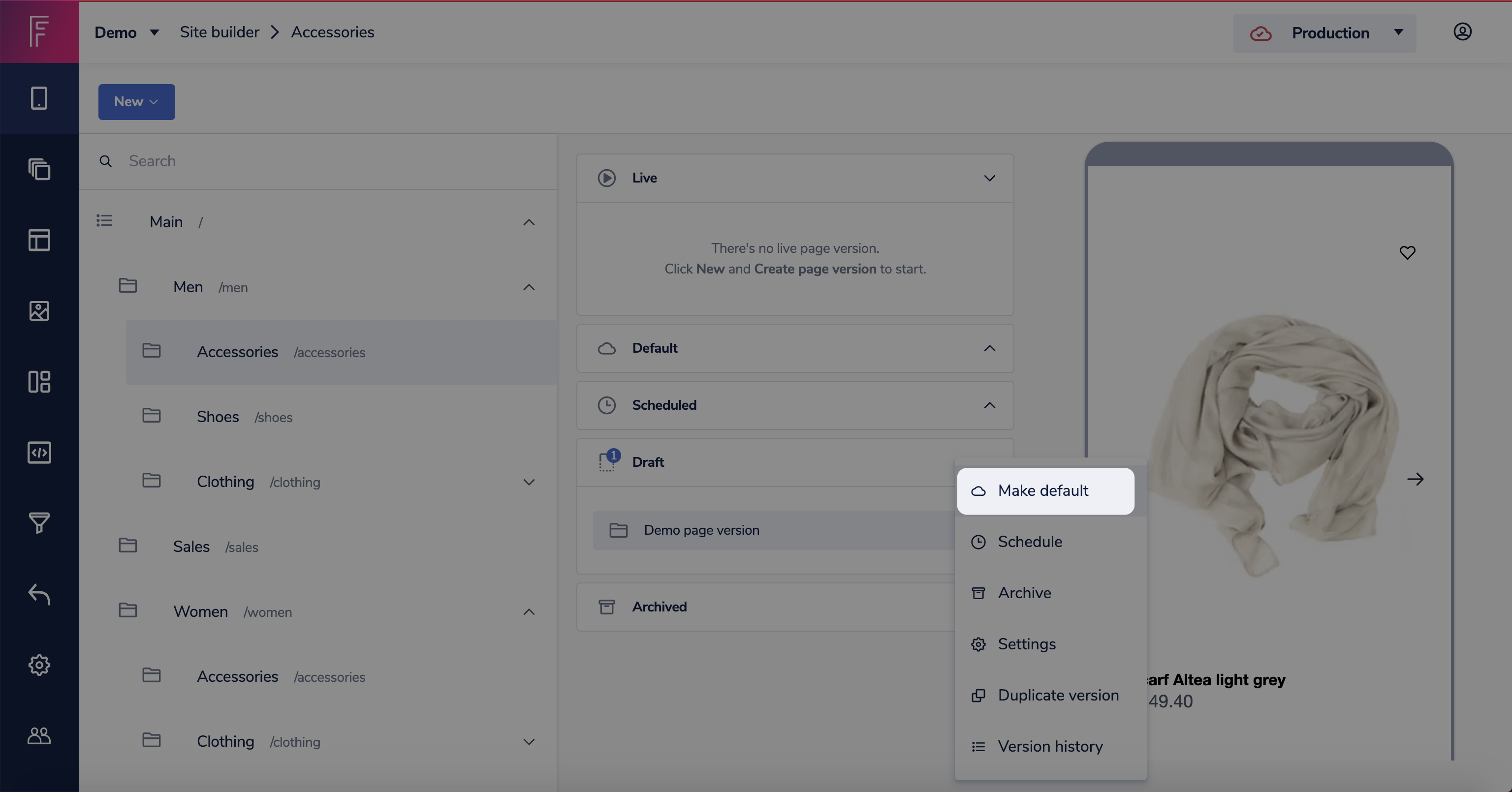 Select make default on draft page version.png