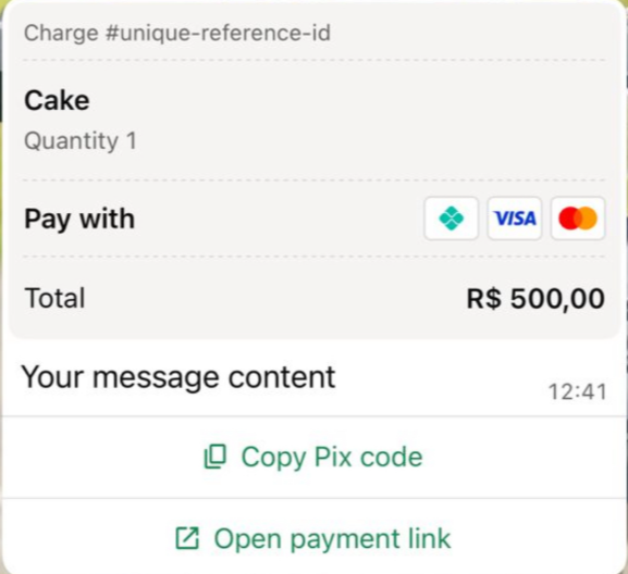 Example of two payment methos in the same interactive message.
