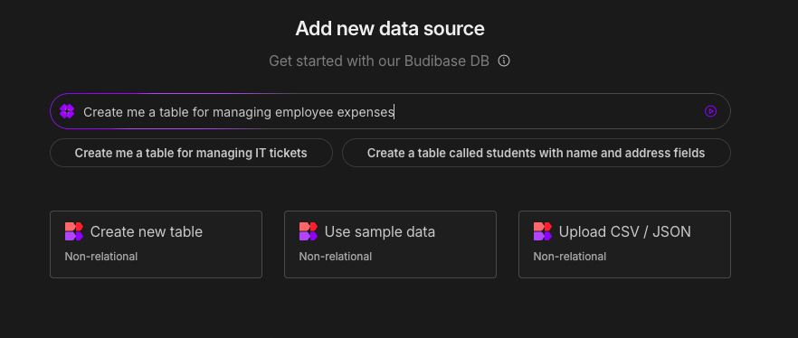 Generate table schemas for your Workspace with Budibase AI