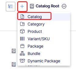 Screenshot of the Create Content menu with the Catalog option selected.