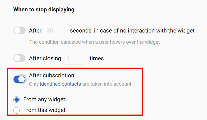 Actions after subscription