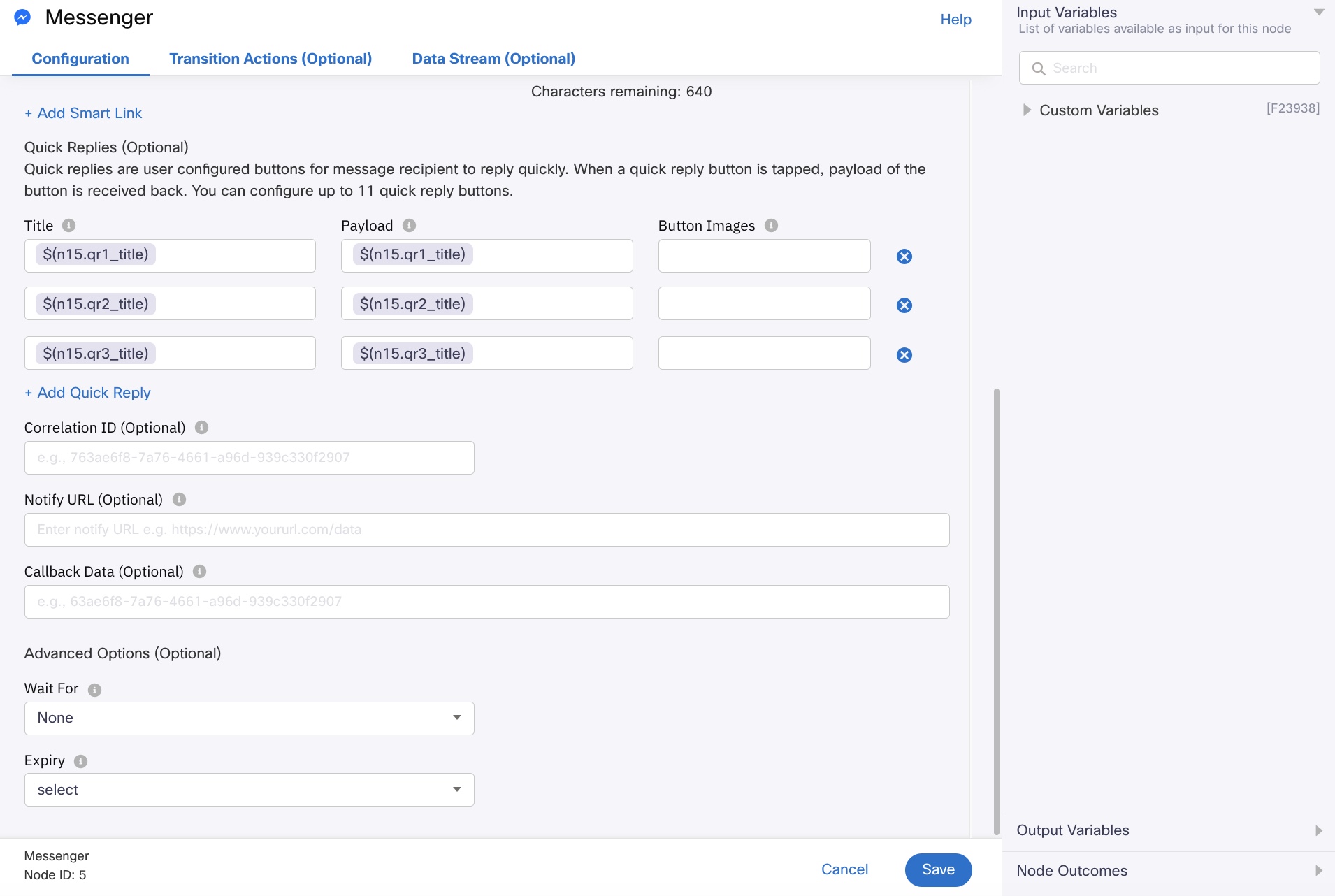 Using the values extracted from Data Parser in Messenger node